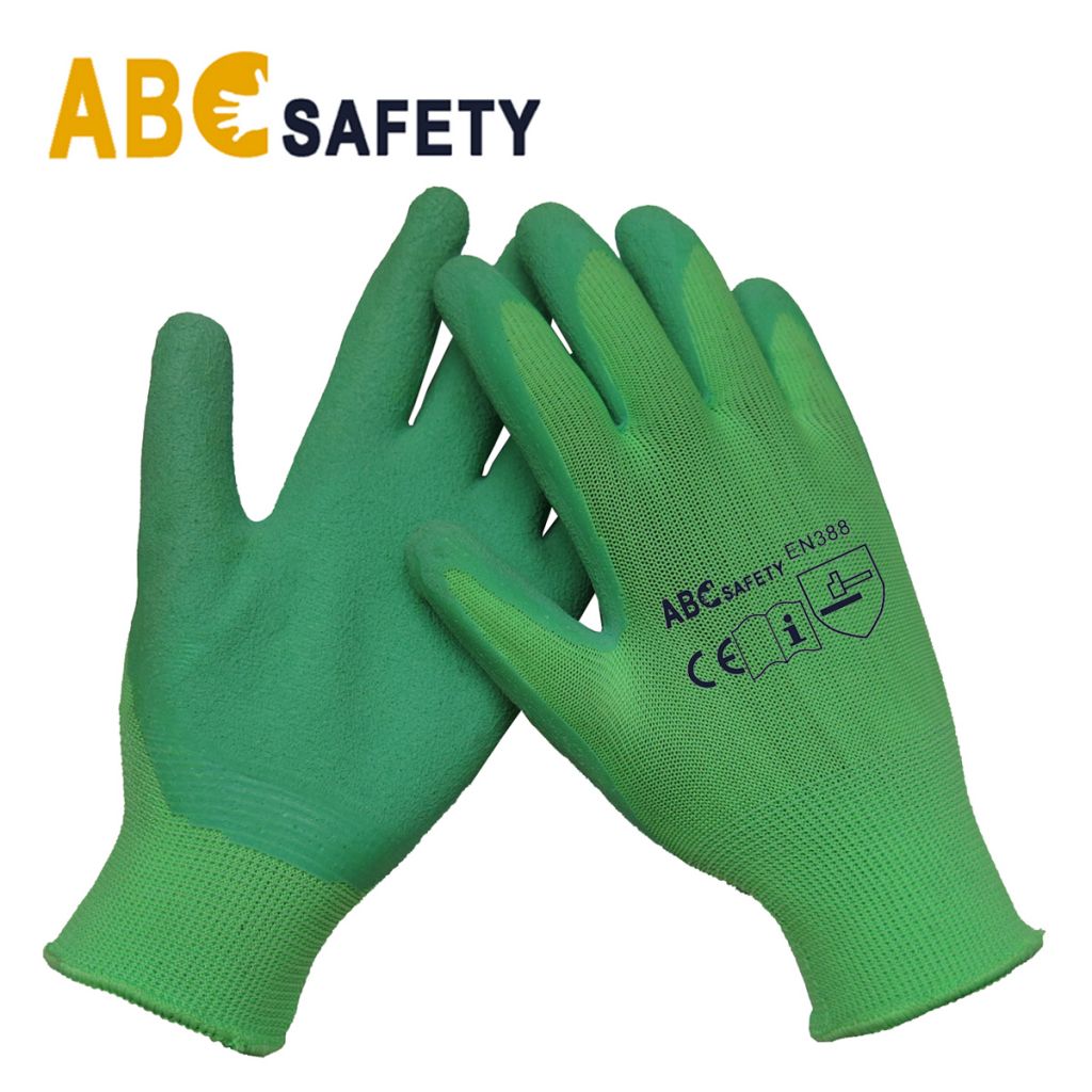 Factory Direct New Product 13G Latex crinkle finish, coated on palm and finger protective glove