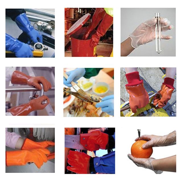 100% cotton liner Red full PVC dipped Oil Resistant safety gloves