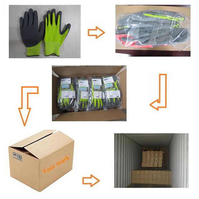 DDSAFETY Wholesale In China 13G Latex crinkle finish, coated on palm and finger latex crinkle glove