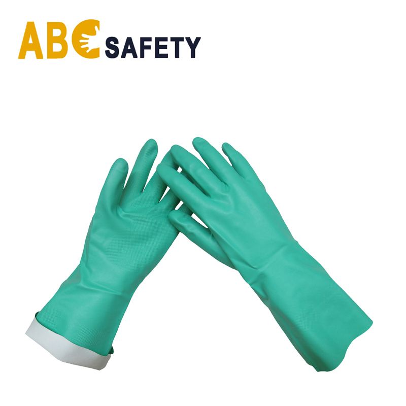 Chemical Resistant nitrile work flock lined industrial Glove