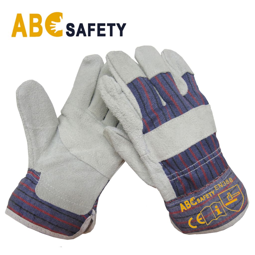 Single Palm Cow Split Leather Construction Gloves