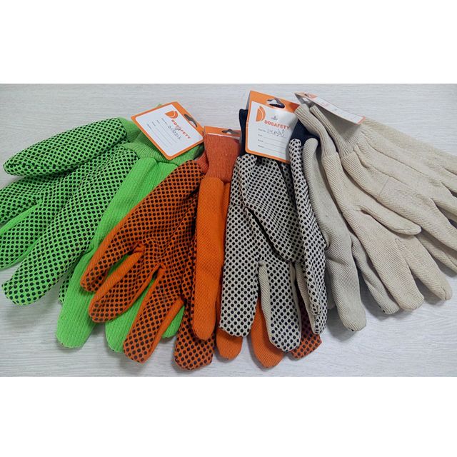 ABC SAFETY green canvas with black dotted working gloves garden gloves