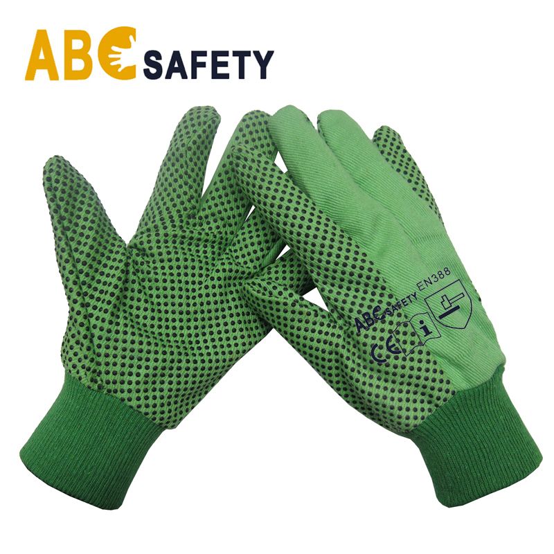 ABC SAFETY green polka with black dots work glove