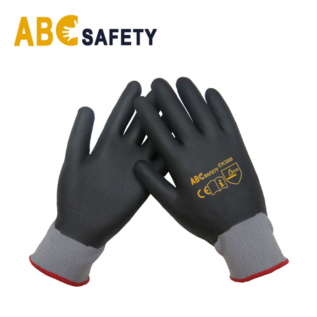 ABC SAFETY 13 gauge Grey Polyester liner with Black Nitrile coated construction glove