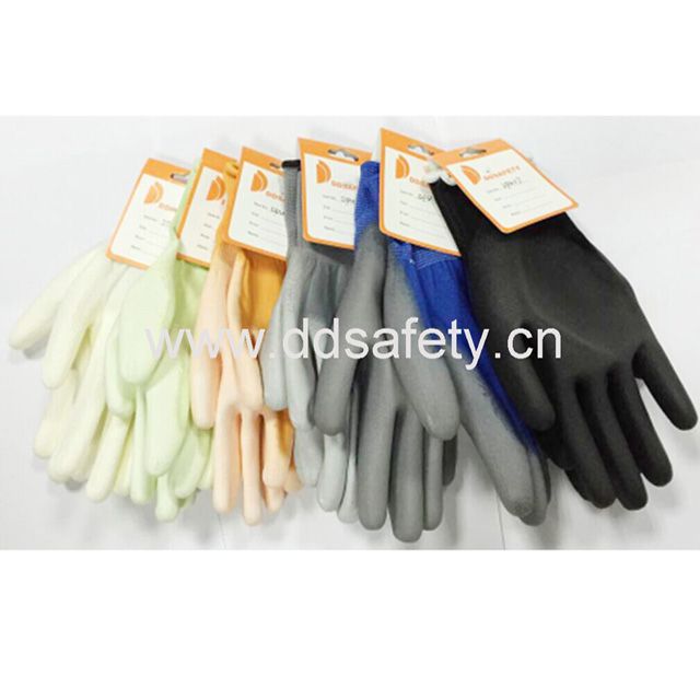 DDSAFETY 2018 on promotion black pu works gloves for labour worker