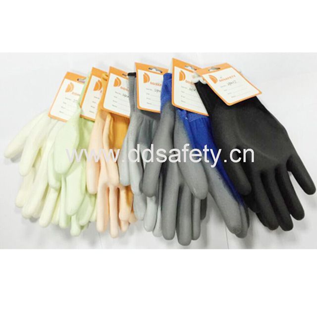DDSAFETY 2018 on promotion cleanroom industy PU working glove for labourer