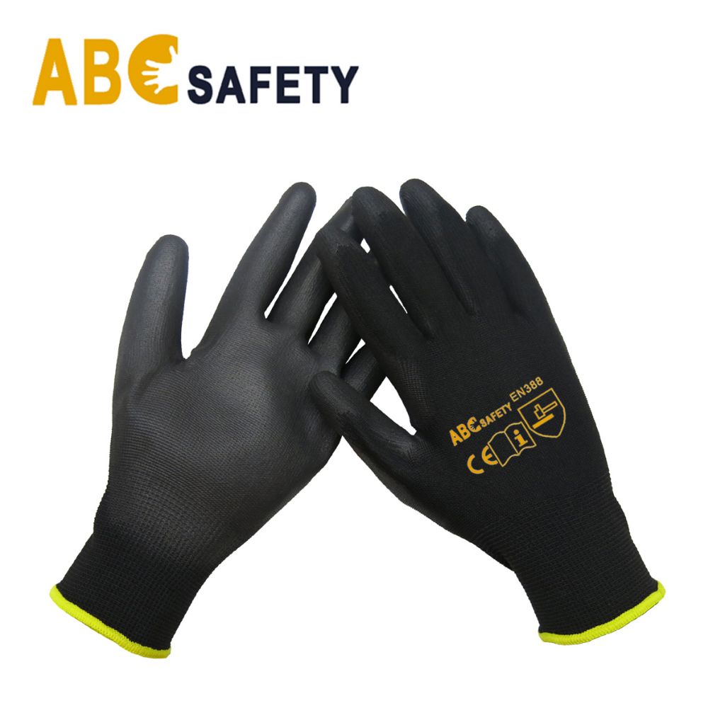 DDSAFETY 2018 on promotion black pu gloves for labour worker