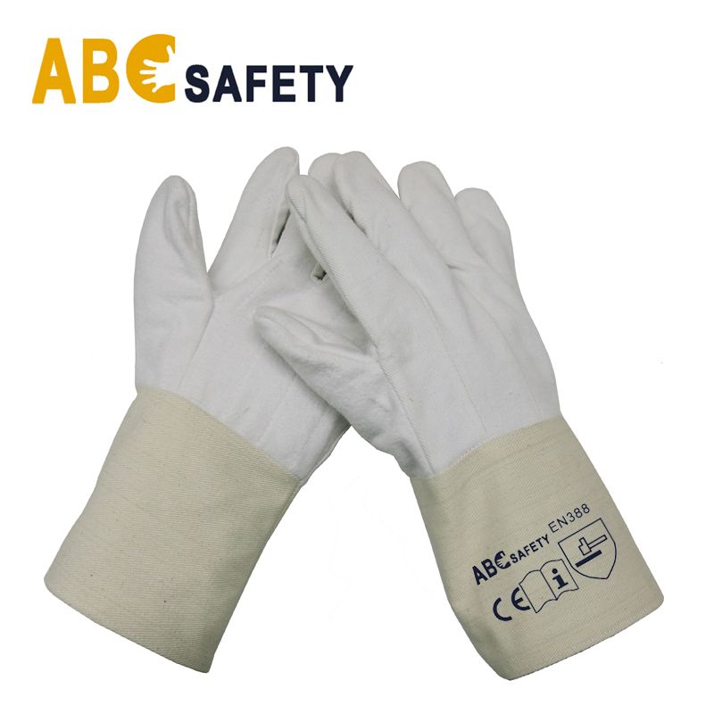 ABC SAFETY Twill fabric gloves with bleach cotton at palm and twill fabric at back canvas work glove