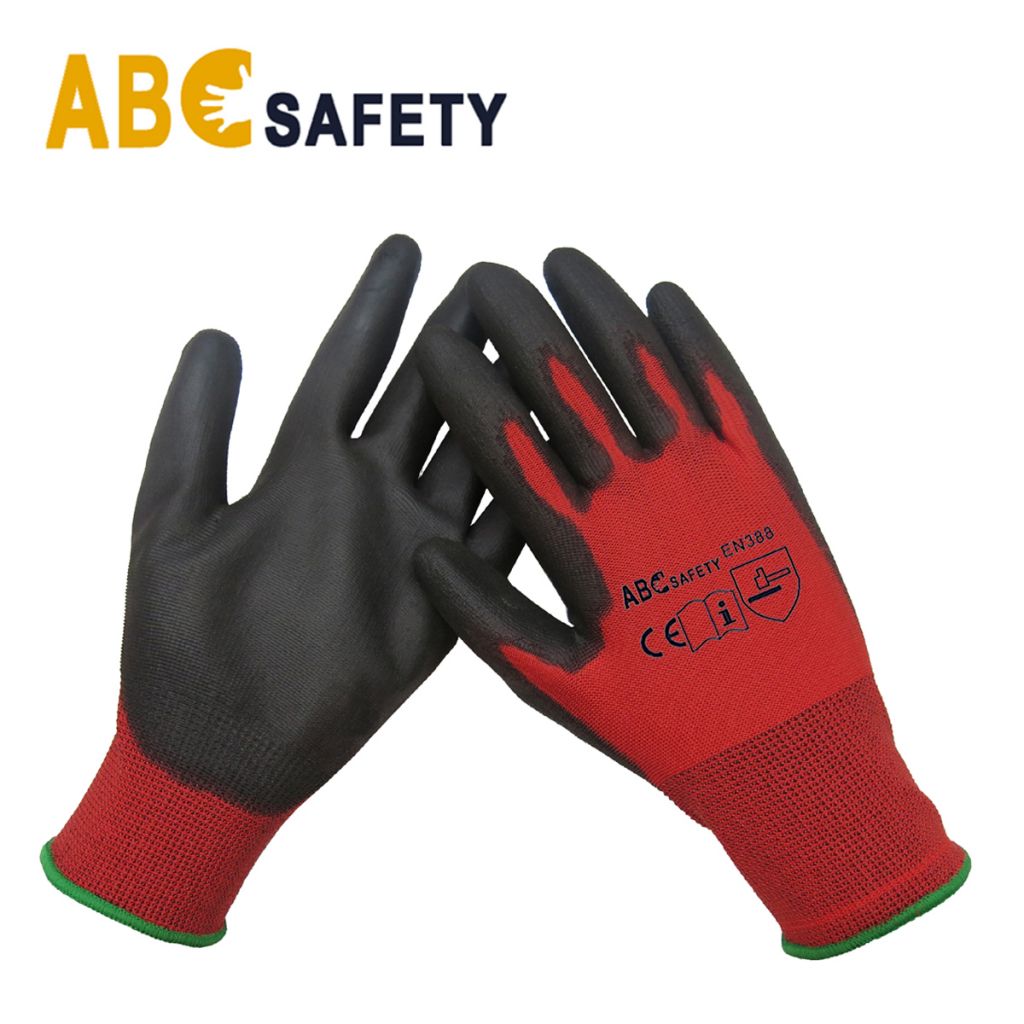 DDSAFETY 2018 on promotion coated black pu gloves for labourer