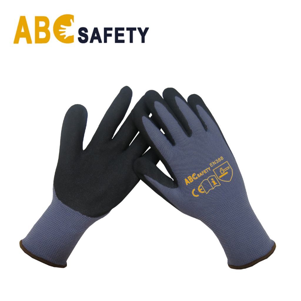 BSCI Certified Black Nitrile Sandy Finished Work Gloves