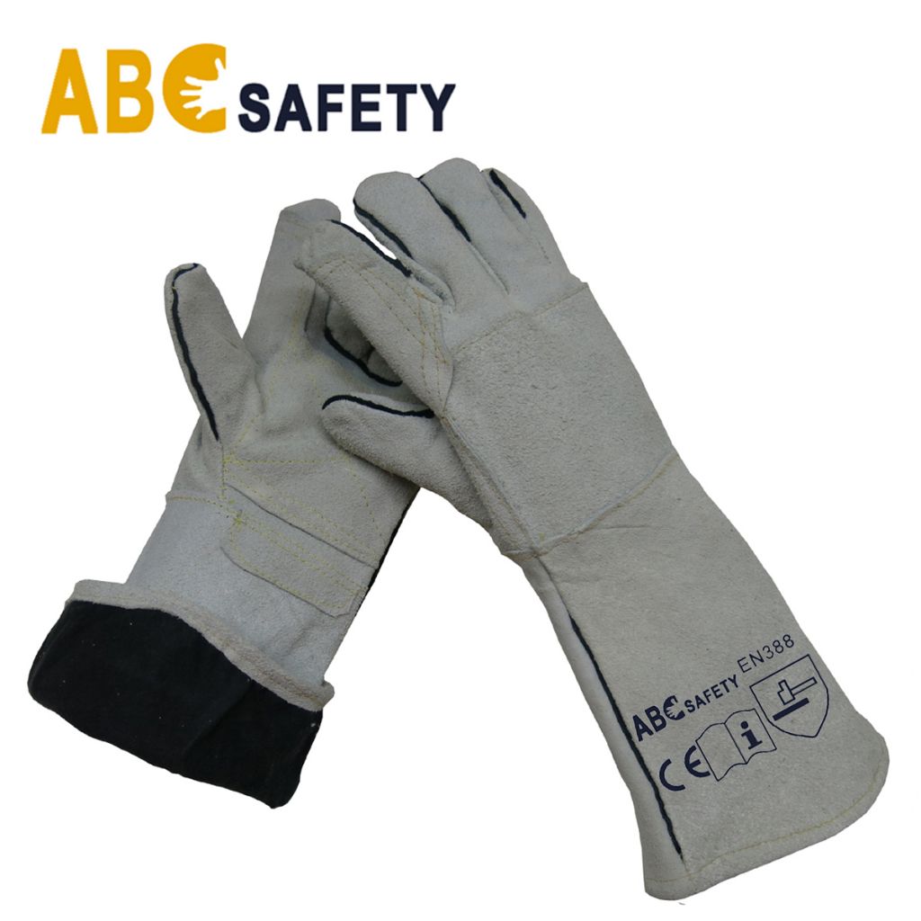 High Quality Gray Cow Split Leather Welding Gloves