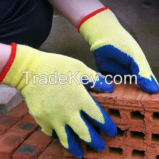 DDSAFETY ANSI Seamless Aramid Fiber with Latex Palm Coating crinkle Level 5 ISO D Safety Cut resistant Work Glove