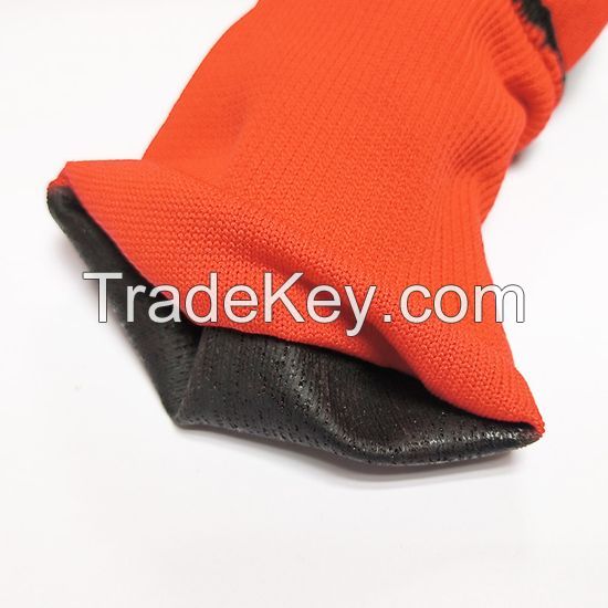 ABCsafety export 15+years low-cost manufacturer gloves Nylon Gloves with Nitrile Foam Palm Coating Red Nylon Shell Coated Gloves Black Nitrile Palm Coated Glove