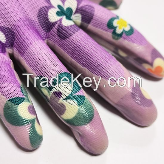 DDsafety 15+years Womenâ²s Nitrile Coated Grip Floral Pattern Gardening Work tool handling, house work Gloves