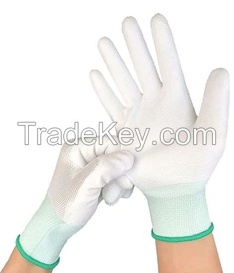 DDsafety 77+countries White PU Coated offer lightweight Glove The 13 gauge polyester liner Glove The palm has been dipped in polyurethane Glove Â Seamless design
