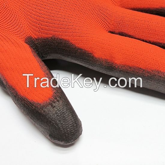 ABCsafety export 15+years low-cost manufacturer gloves Nylon Gloves with Nitrile Foam Palm Coating Red Nylon Shell Coated Gloves Black Nitrile Palm Coated Glove