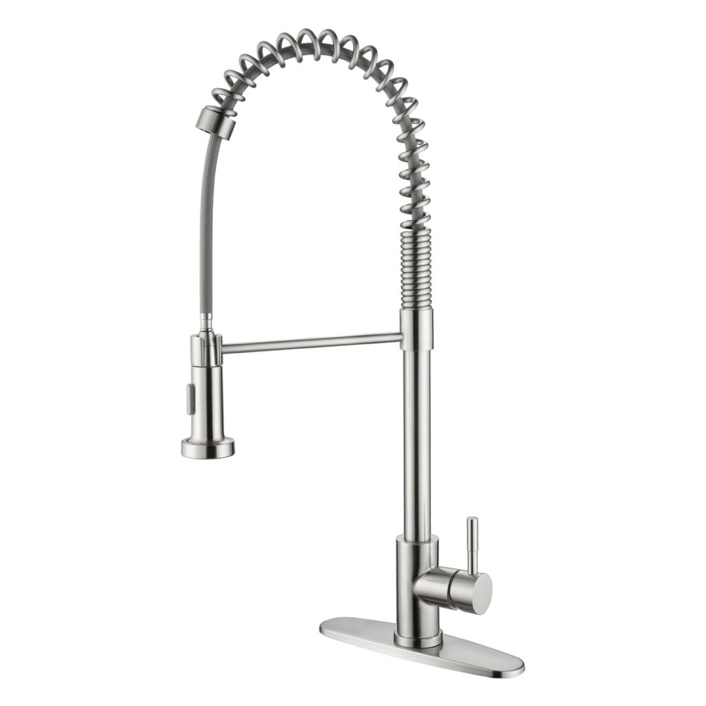 Hot sale in Amazon-Spring high arc kitchen sink faucet with pull down sprayer-Brushed Nichel