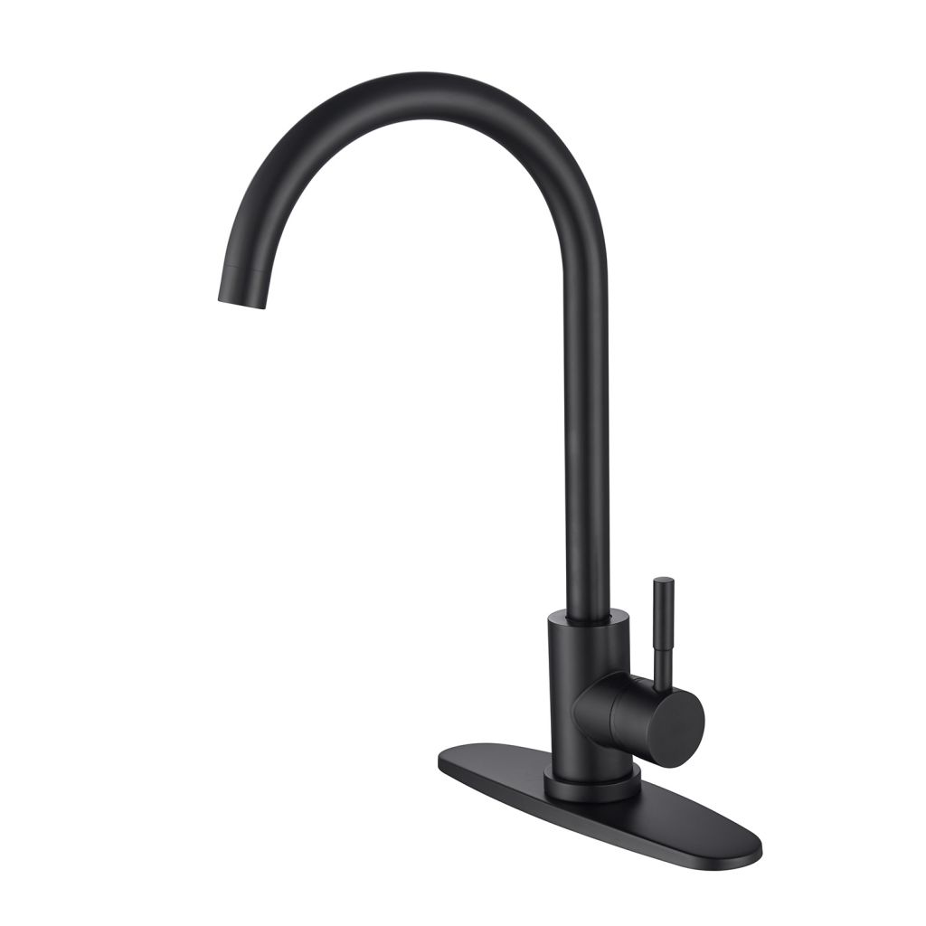 Classic High Arc Single Handle Stainless Steel Kitchen Sink Faucet-Matte Black