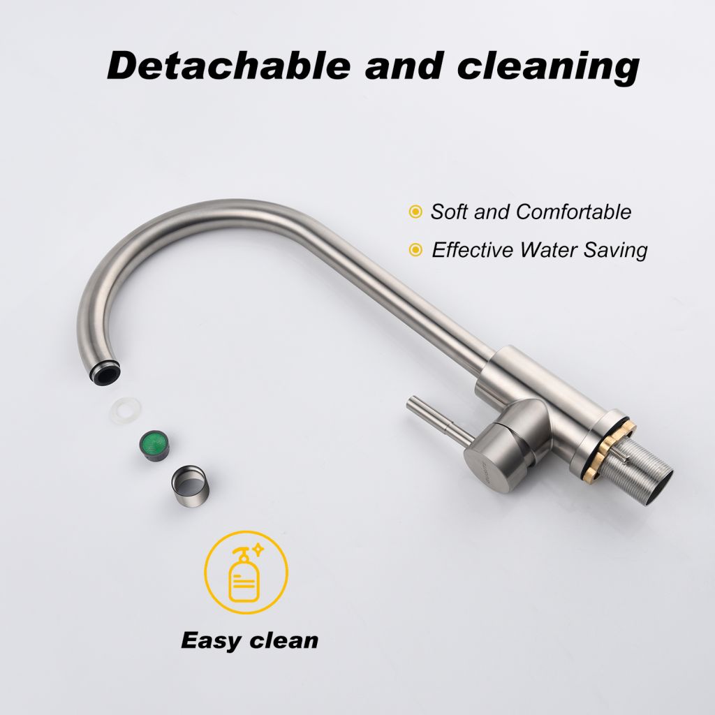 Classic High Arc Single Handle Stainless Steel Kitchen Sink Faucet-brushed Nickel