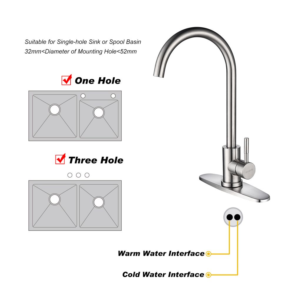 Classic High Arc Single Handle Stainless Steel Kitchen Sink Faucet-Brushed Nickel