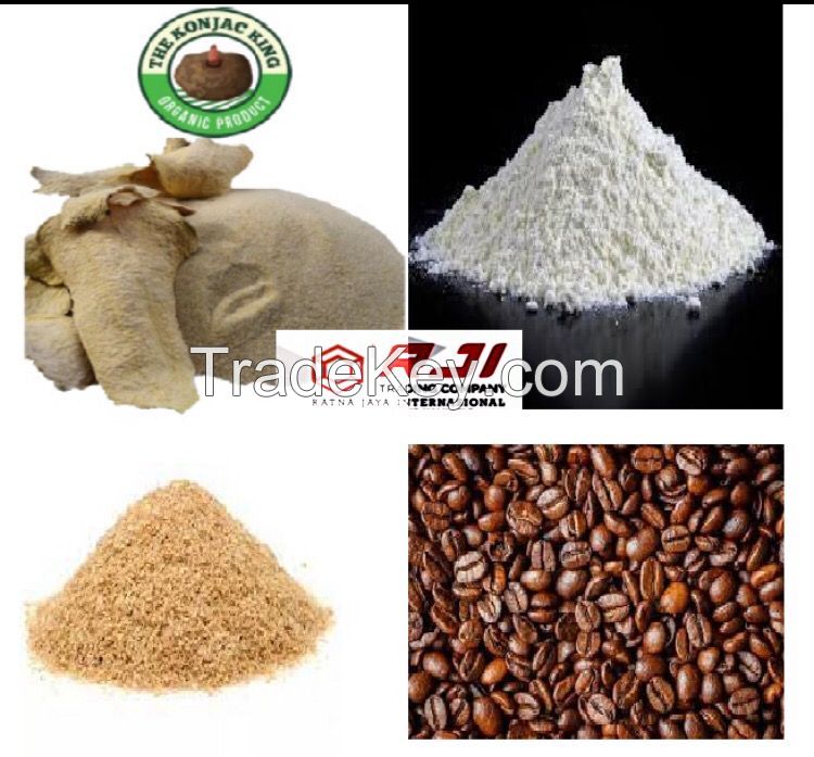 konjac powder, wheat flour, wheat bran and coffee beans