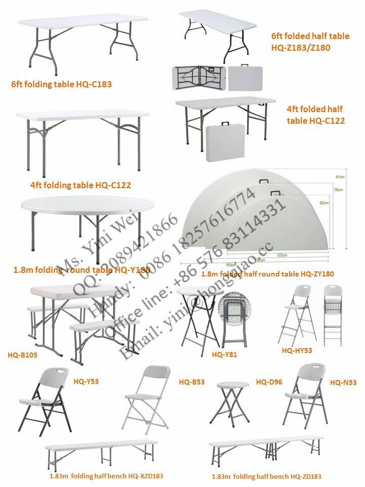 6ft 180cm HDPE plastic folding in half table