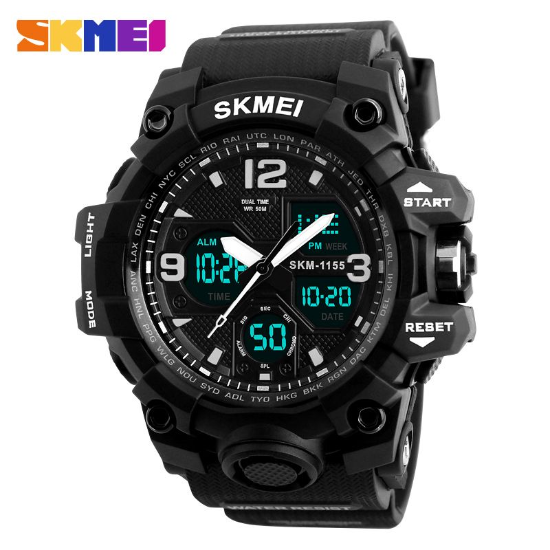 Athletic Watches Hot Jam Tangan Skmei 1155 Analog-Digital Watch Camouflage Army Pupils Wristwatch