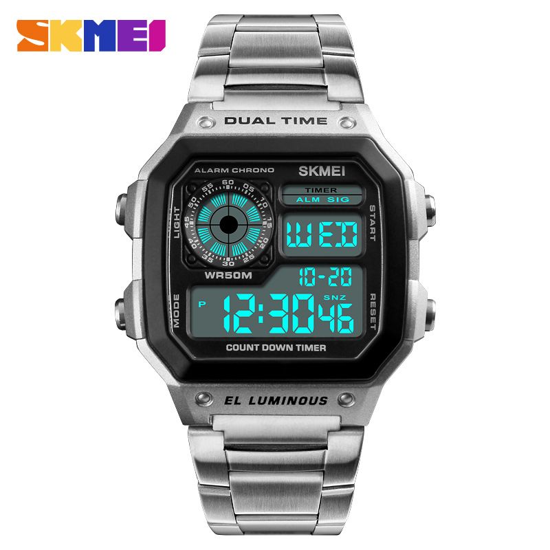 Rose Gold Mens Digital Watch Classic Wild Street Watches Sport Retro 50m Waterproof Skmei 1335 Wristwatch