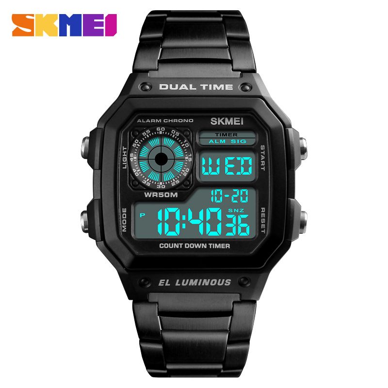 Rose Gold Mens Digital Watch Classic Wild Street Watches Sport Retro 50m Waterproof Skmei 1335 Wristwatch