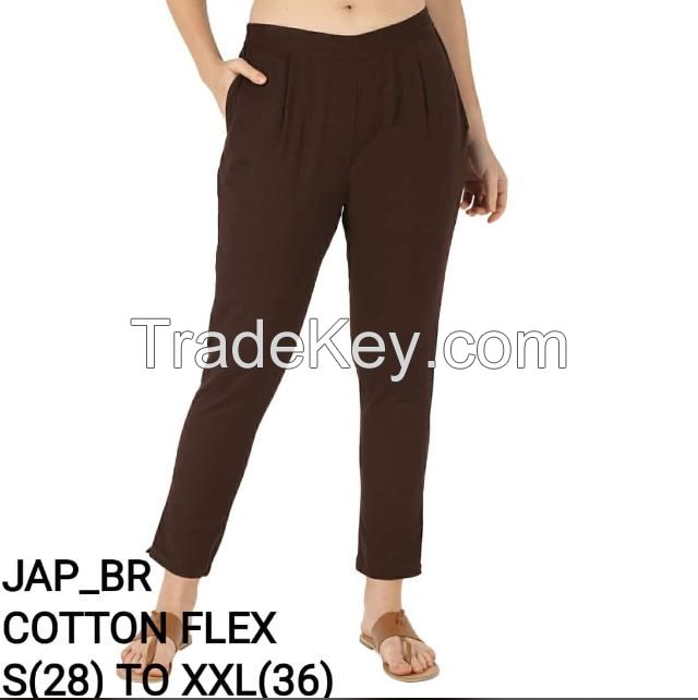 Custom Solid Cotton Flex Trousers For Women Clothing Women Pants