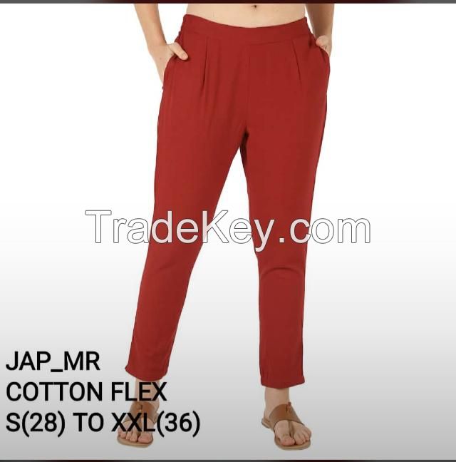 Custom Solid Cotton Flex Trousers For Women Clothing Women Pants