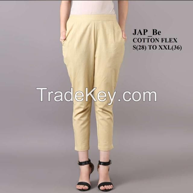 Custom Solid Cotton Flex Trousers For Women Clothing Women Pants