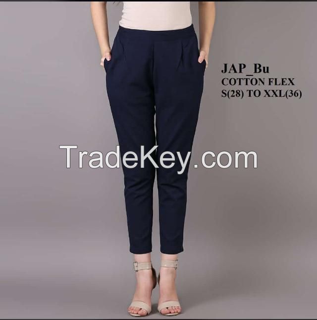 Custom Solid Cotton Flex Trousers For Women Clothing Women Pants