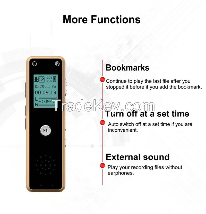 Mini Music Phone Recorder One Key Audio Recording 16gb Dictaphone Digital Voice Recorder Mp3 Player V80