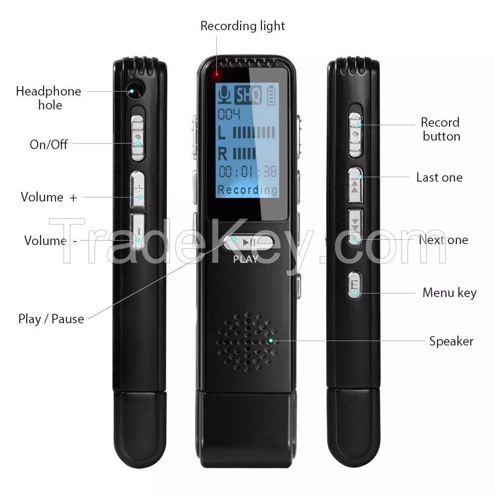 V25 8GB/16GB/32GB Digital Voice Activated Recorder HD Recording Of Lectures And Meetings With Microphone, Noise Reduction Audio, High Quality Sound, Portable Mini dictaphone voice recorder