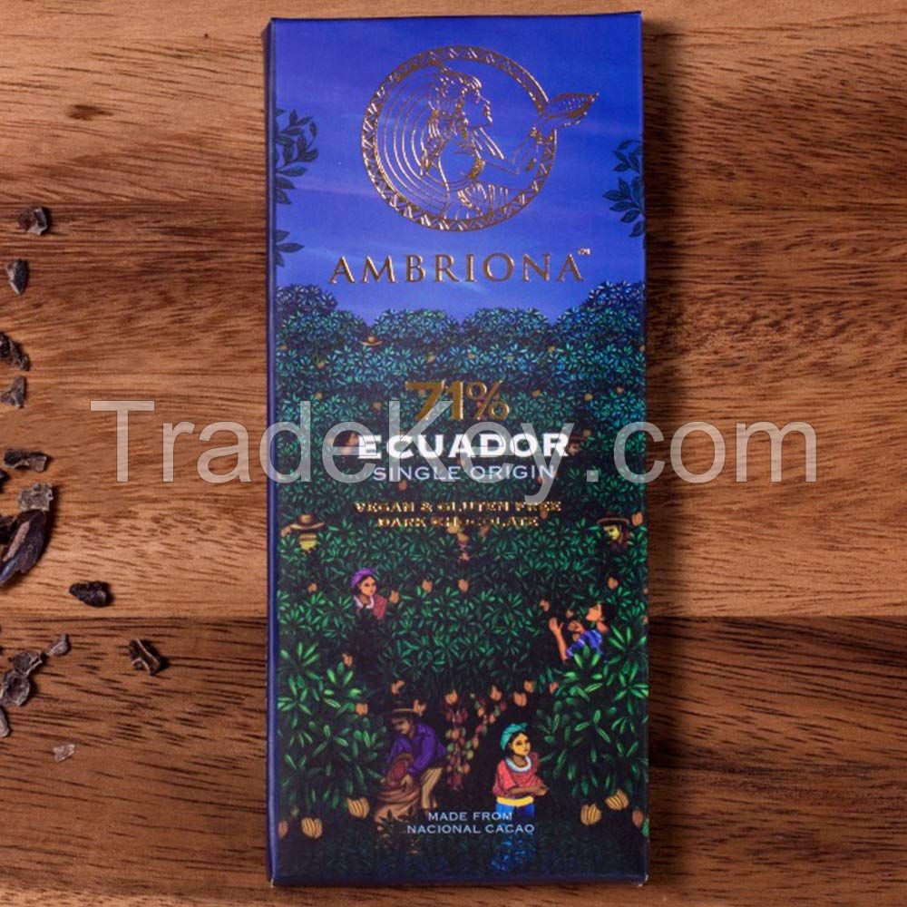 Ambriona Ecuador Single Origin 71% Dark Chocolate - Vegan and Gluten Free