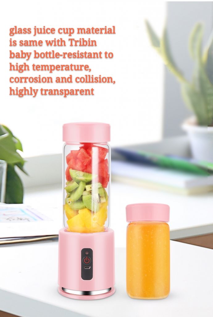 350ml 100W ABS USB charging 4000mAh Personal Blender with glass juicer cup