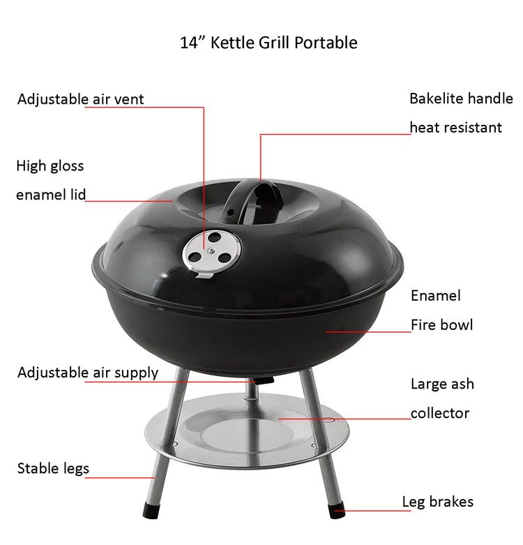 14'' portable picnic BBQ Grill