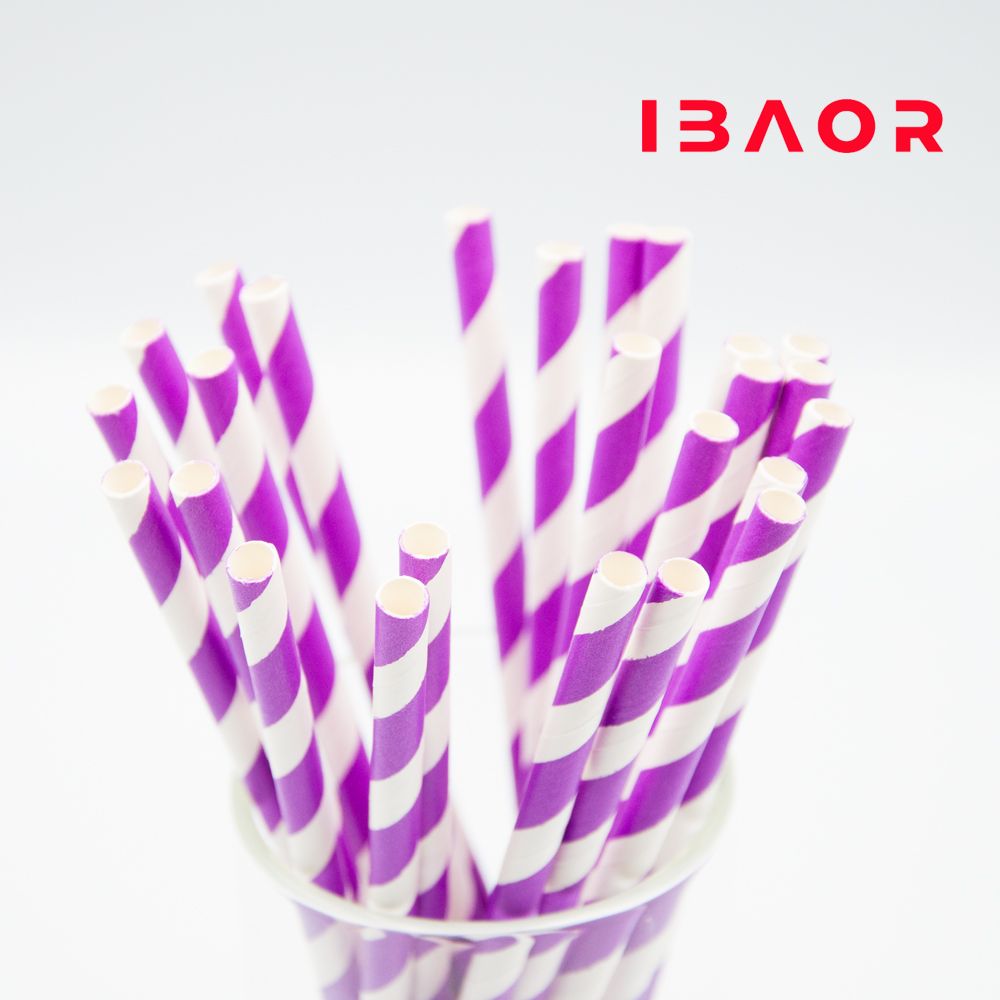 2020 IBAOR factory biodegradable striped paper drinking straws wholesale in bulk manufacturer in China