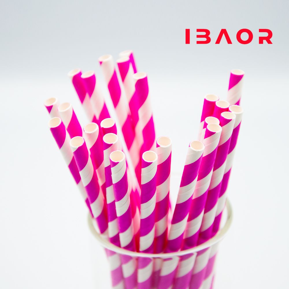 2020 IBAOR factory biodegradable striped paper drinking straws wholesale in bulk manufacturer in China