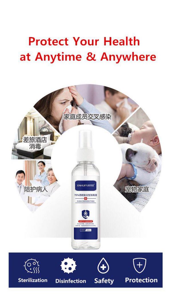 household necessary medical disinfectant for hand cleansing 100ml alcohol disinfectant