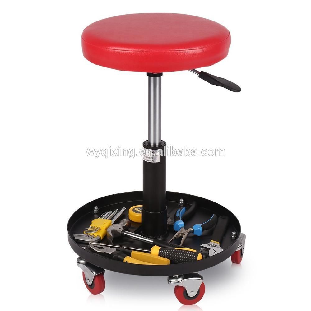 Mechanics Creeper Seat Round Rolling Stool Height Adjustable Chair Garage Capacity Up to 265LB/120KG Repair Tool for Vehicle At-