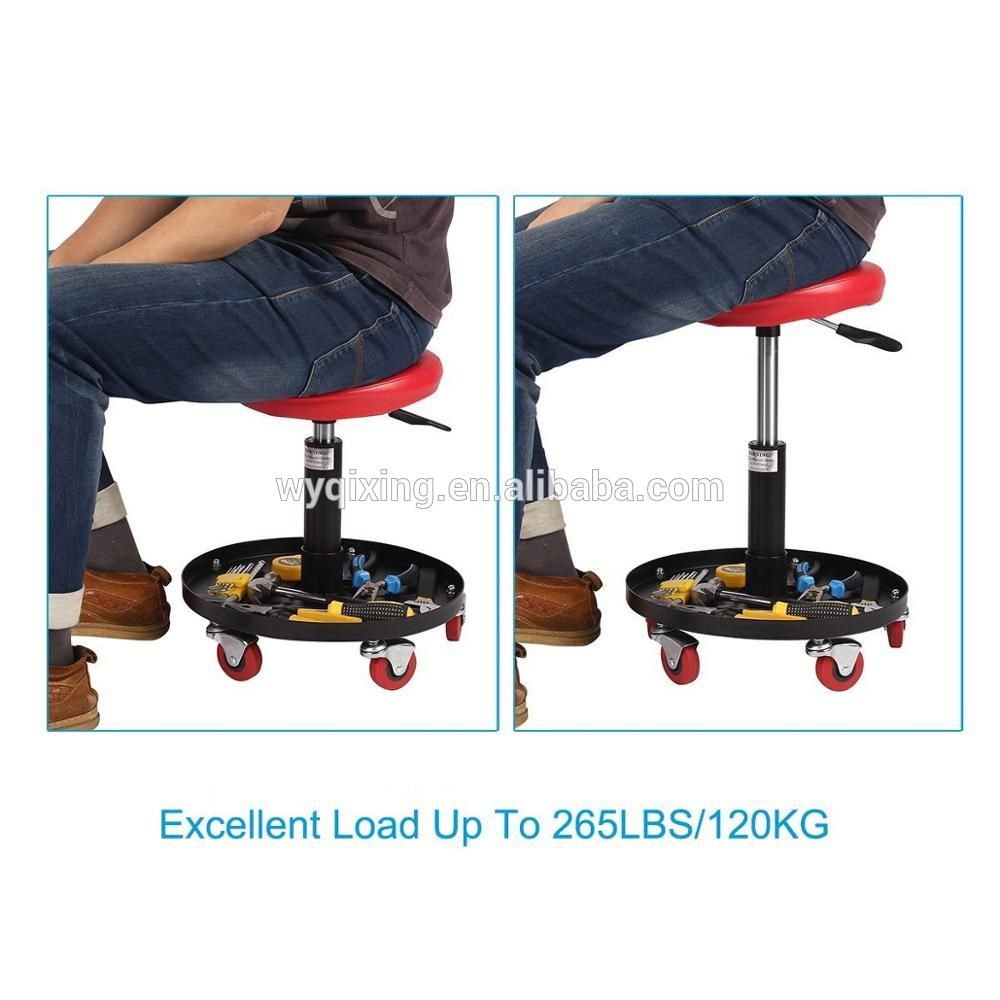 Mechanics Creeper Seat Round Rolling Stool Height Adjustable Chair Garage Capacity Up to 265LB/120KG Repair Tool for Vehicle At-