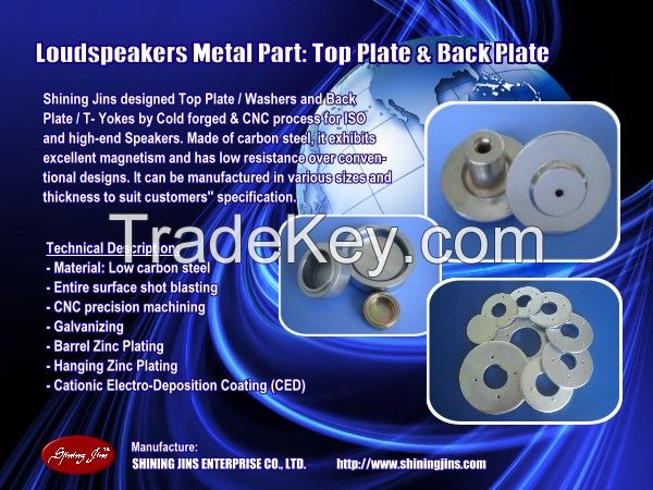 Top Plate (Washer) and Back Plate made in Taiwan