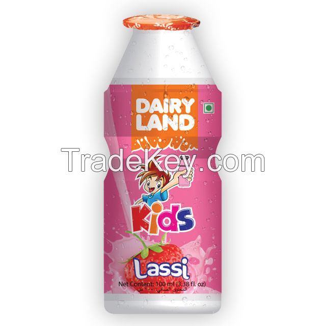 Dairy Land Kids Lassi (yogurt, Strawberry, Mango And Banana Flavor) 100 Ml