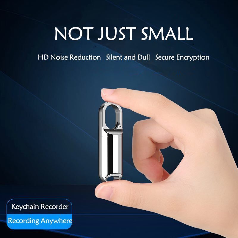 Mini Keychain Voice Recorder, 8GB USB Audio Voice Recorder, Rechargeable Metal Casing Digital Voice Recorder (Silver)