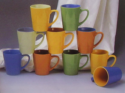 v-shape colour porcelain mug