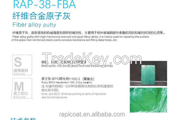 good filling and high mechanical strength fiber alloy putty used for repair the surface of the glass holes