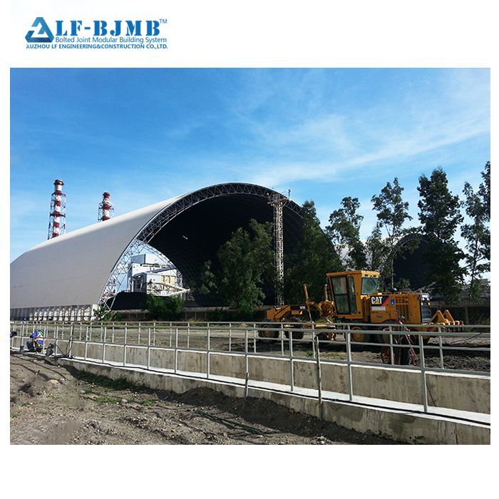 Prefab Long Span Galvanized Steel Space Frame Structure Coal Yard Storage  Coal Storage Shed