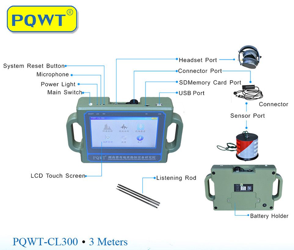 PQWT-CL300 Ground Pipe Water Leak Detector 3M